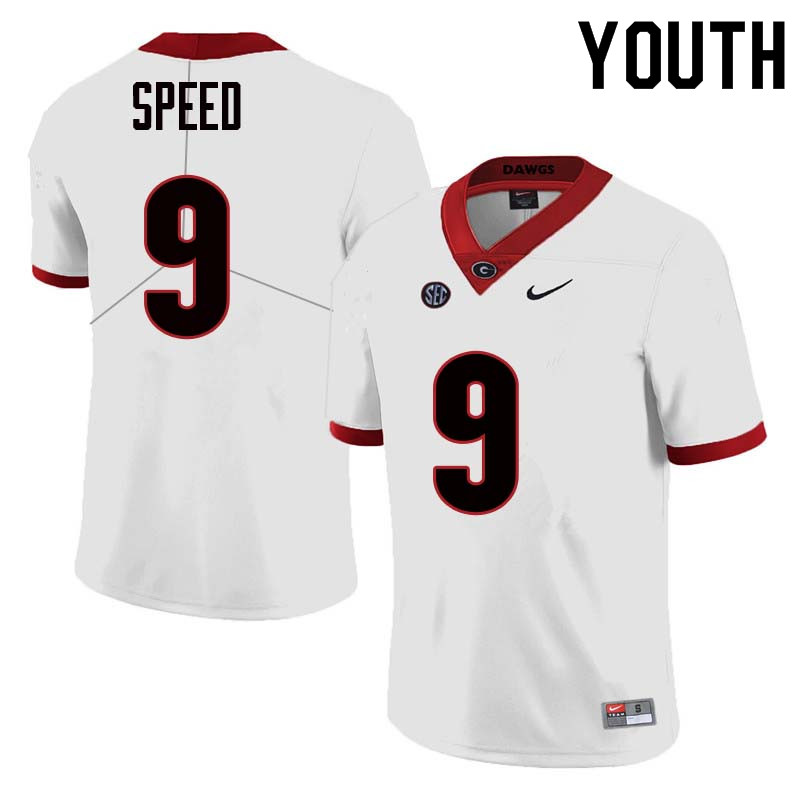 Youth Georgia Bulldogs #9 Ameer Speed College Football Jerseys Sale-White - Click Image to Close